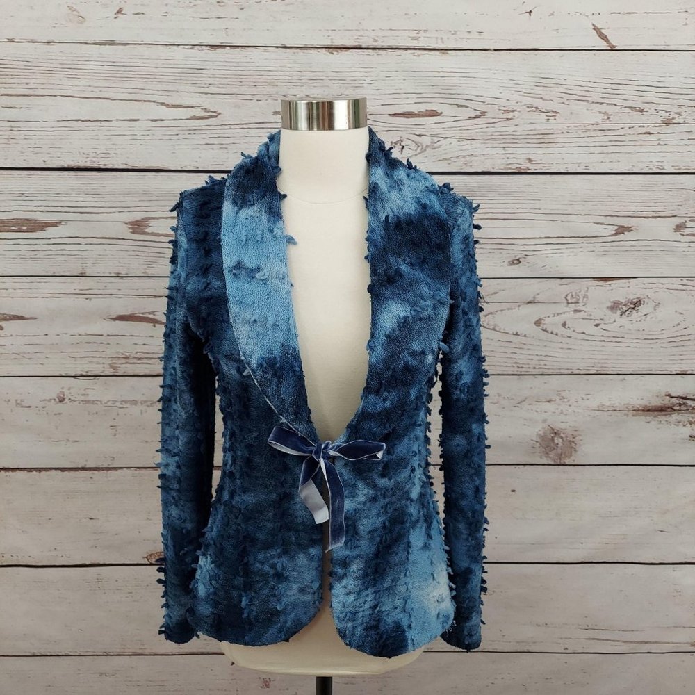 Isle Apparel Fringed Blazer Jacket Blue S